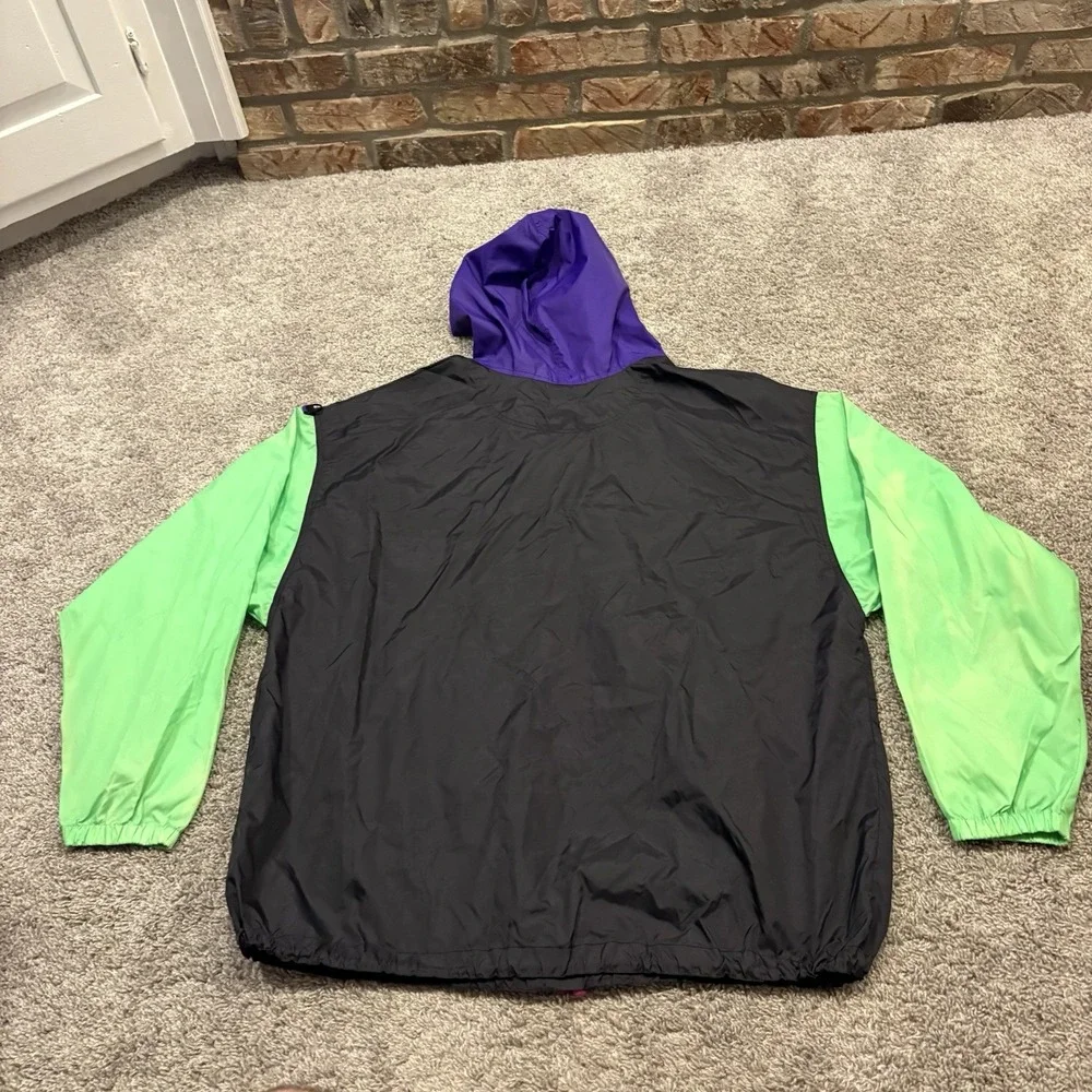 Vintage Skyr Jacket Mens XL Black Purple Green Anorak Color Windbreaker Outdoor
